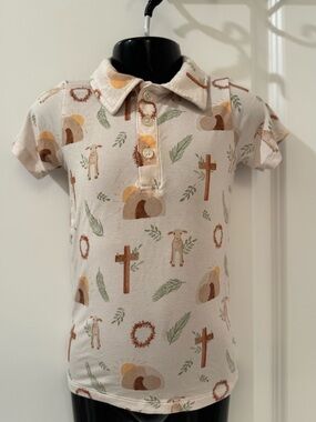 Birdie Bean Easter Cross Bamboo Polo Shirt